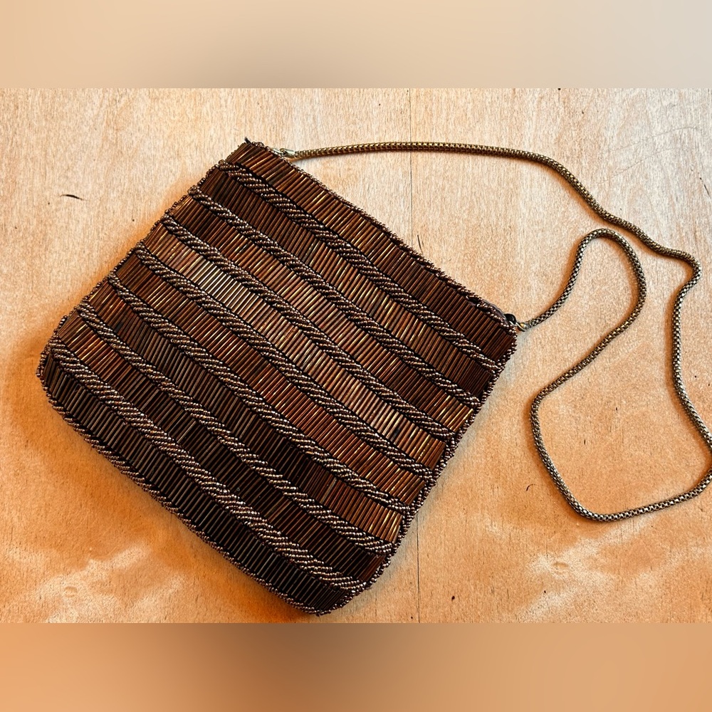 Vintage Party purse 🎉 Gorgeous Brown Bronze Beaded Mini Bag.
